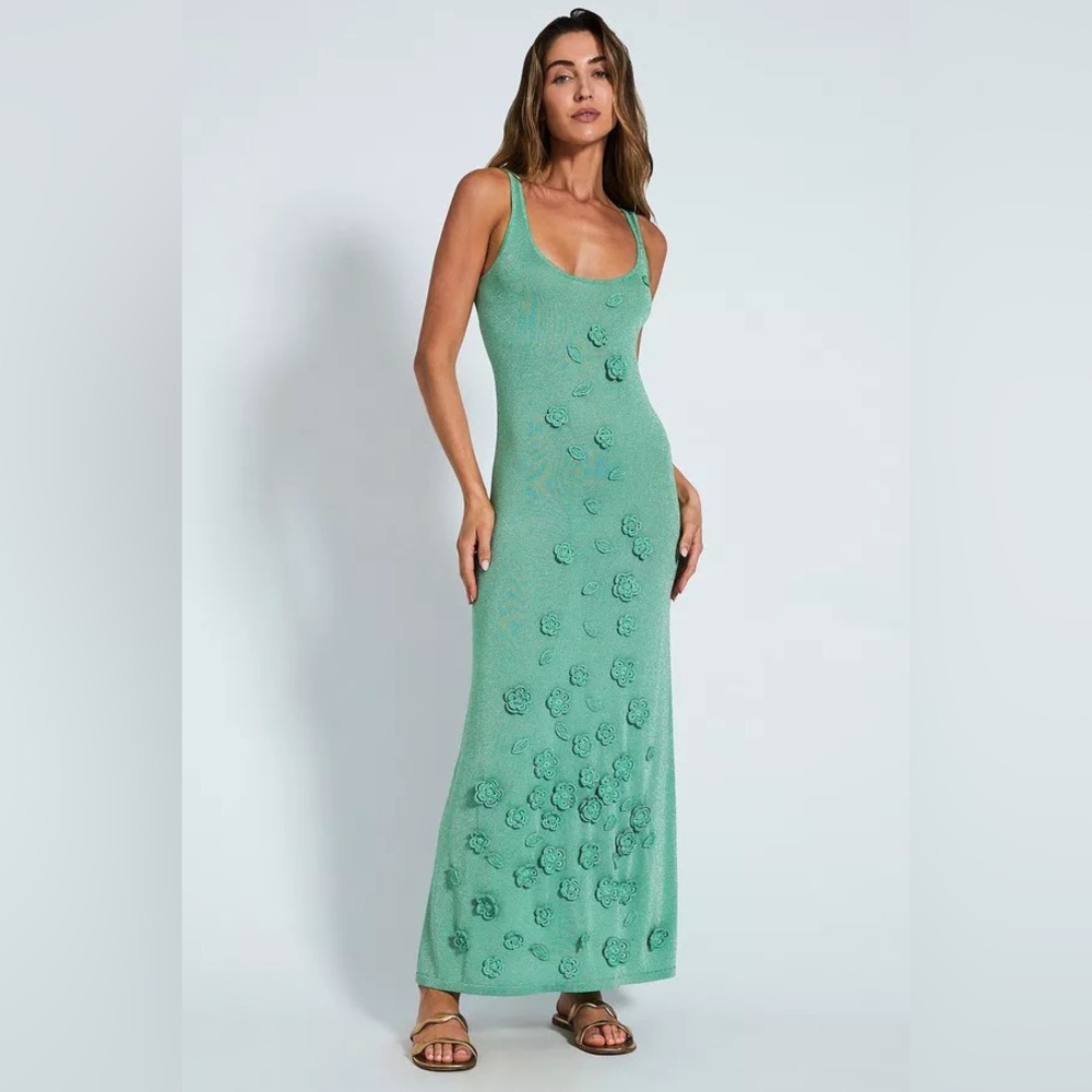 Coroline Constas Cala floral metallic maxi dress